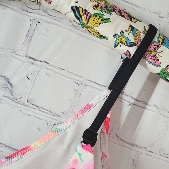 Victoria's Secret PINK Neon Pink Hibiscus Floral Print One Piece Swimsuit Size M - Picture 13 of 16